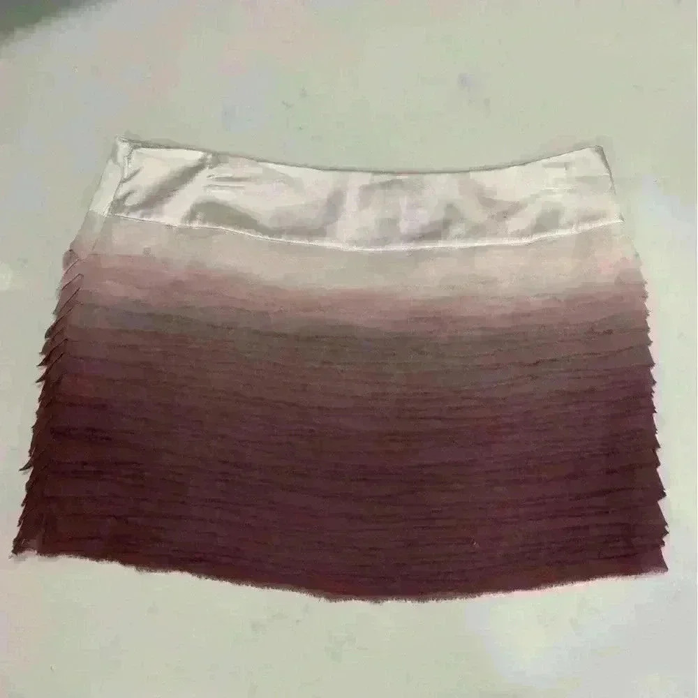Bebe Silk Cascade Ruffle Skirt